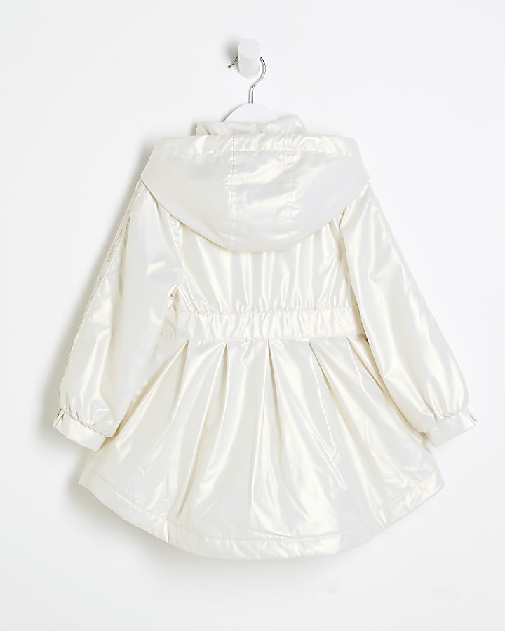 Mini Girls Cream Cinched Frill Raincoat