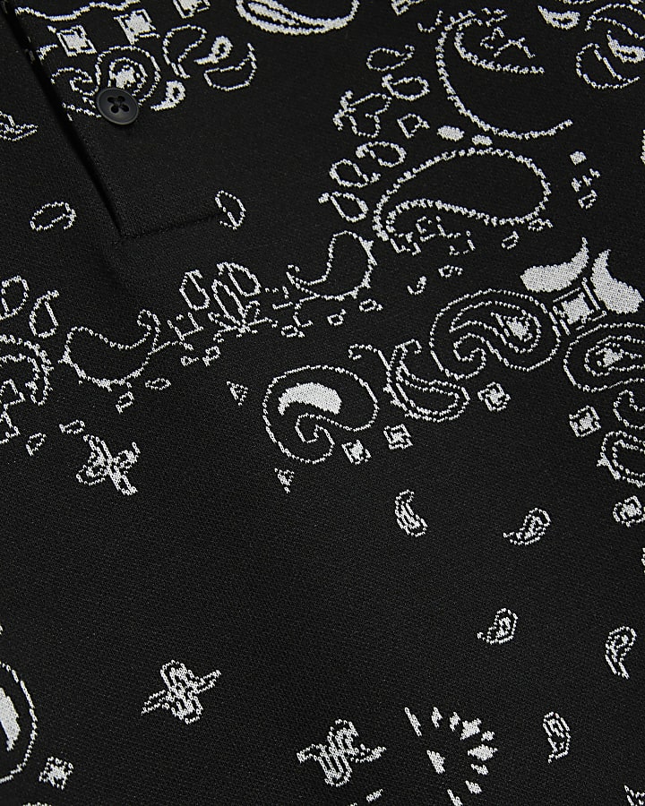 Boys Black Paisley Polo Shirt