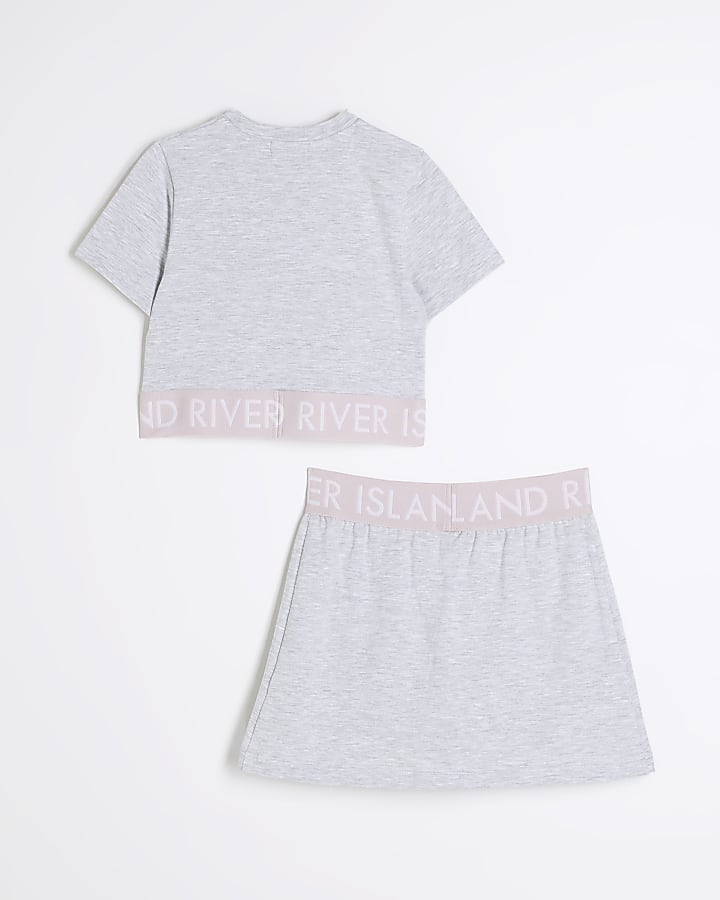 Girls Pink RI Waistband Top And Skort Set