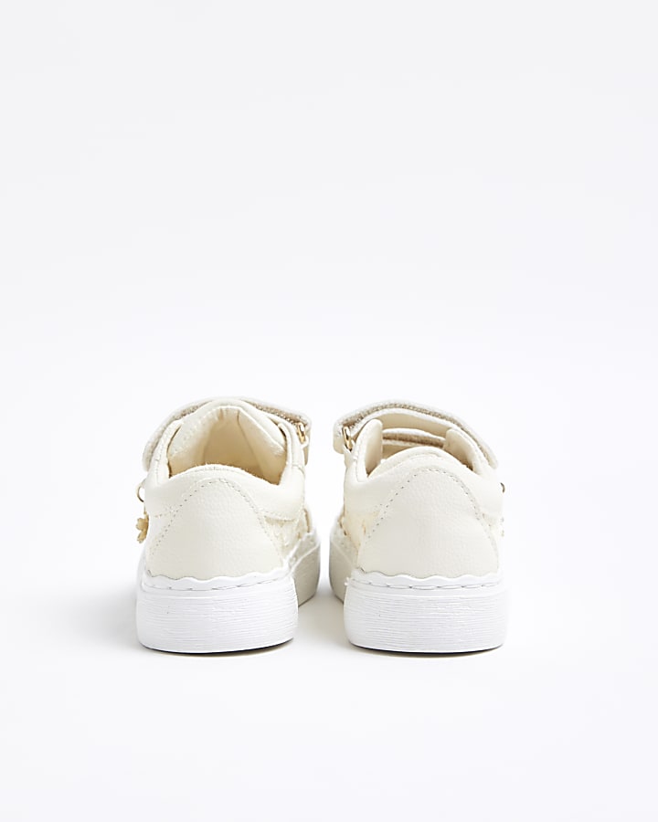 Mini Girls Cream Lace Velcro Trainers