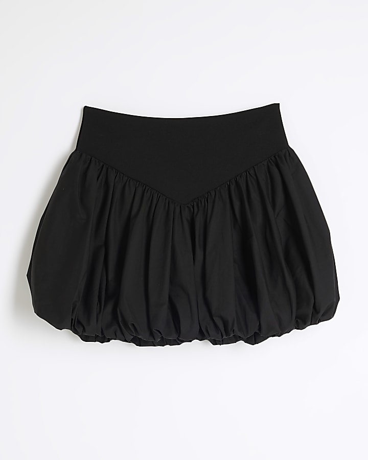 Girls black bubble hem skirt