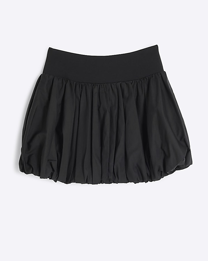 Girls black bubble hem skirt