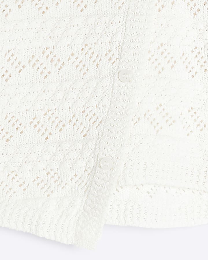 Girls Cream Asymmetric Textured Jumper