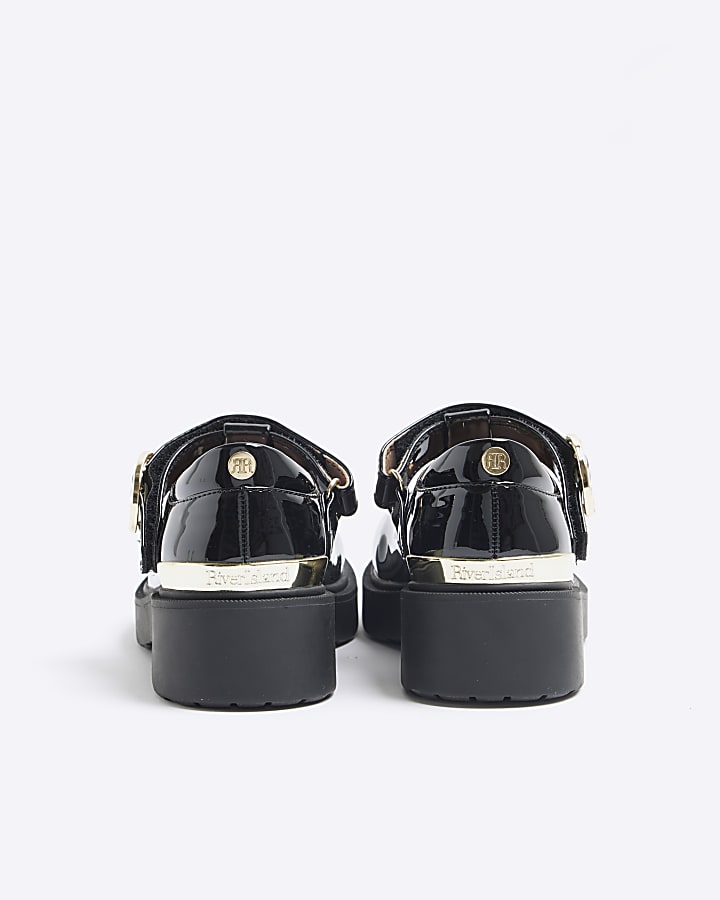 Girls black patent t-bar mary jane shoes