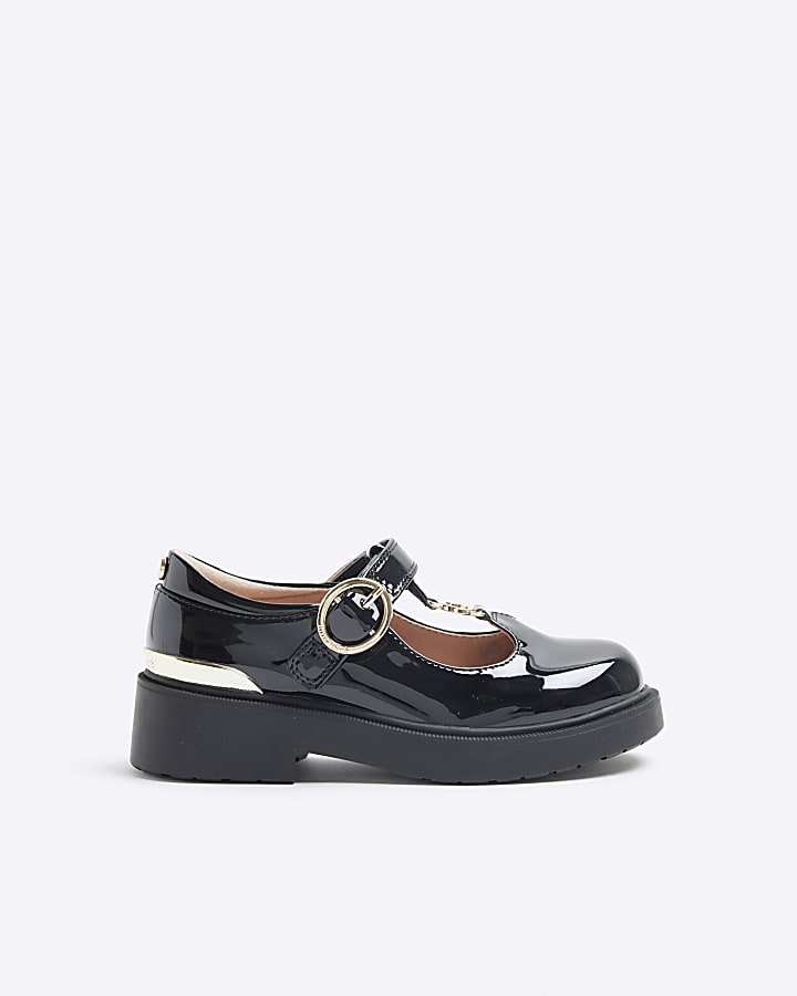 Girls Black Patent T-bar Mary Jane Shoes