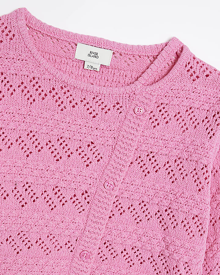 Girls Pink Asymmetric Textured Jumper