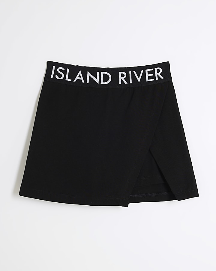 Girls Black RI Waistband Skort