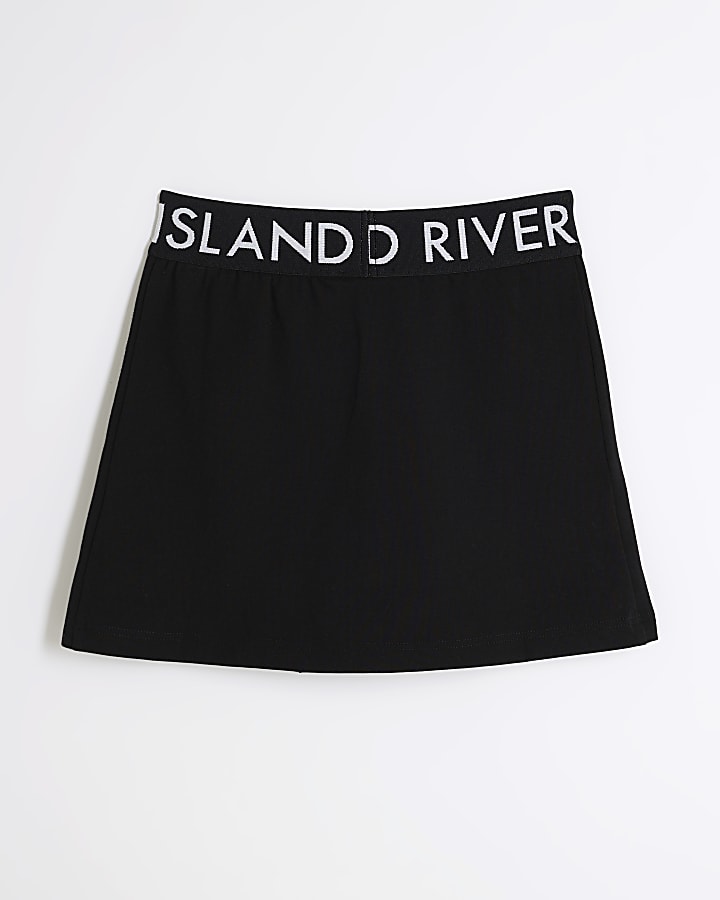 Girls Black RI Waistband Skort