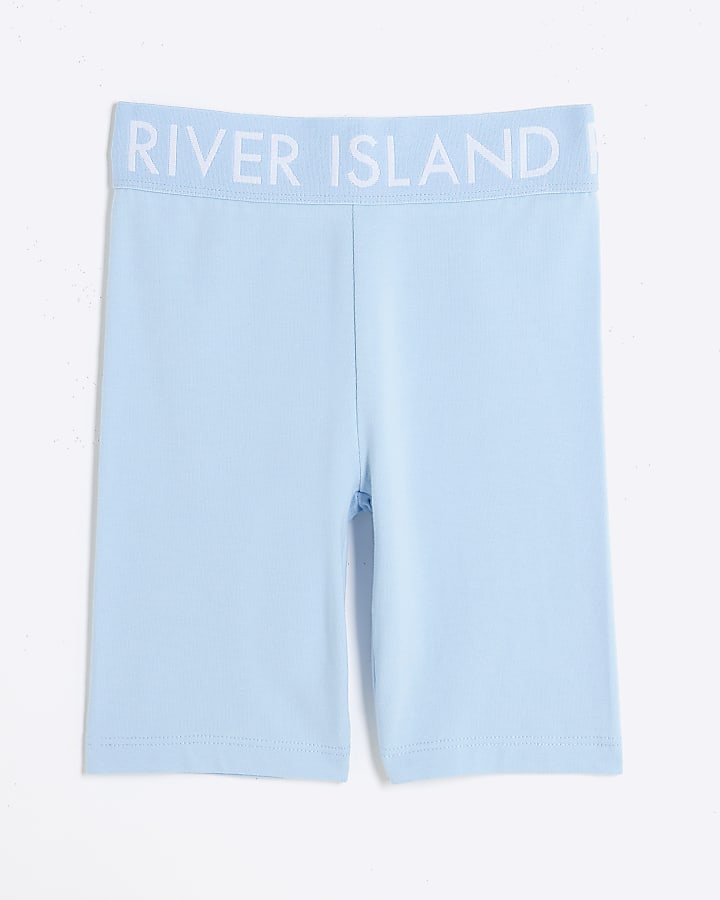 Girls Blue RI Waistband Shorts