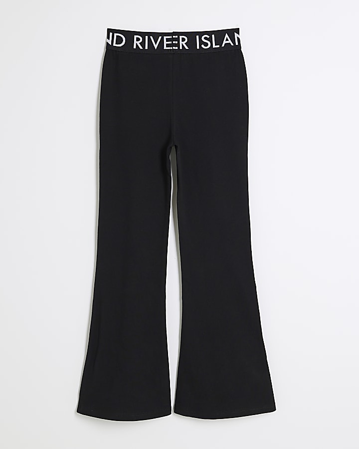 Girls Black RI Waistband Flared Trousers