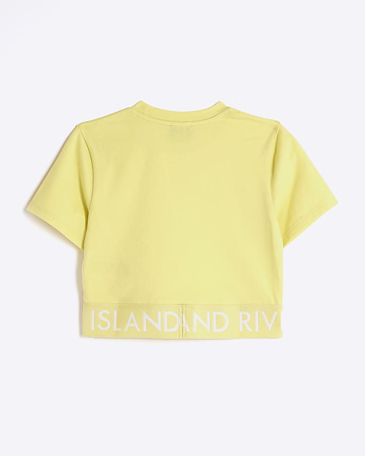 Girls Yellow RI Waistband Crop Top