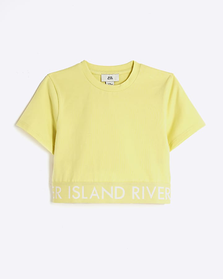 Girls Yellow RI Waistband Crop Top