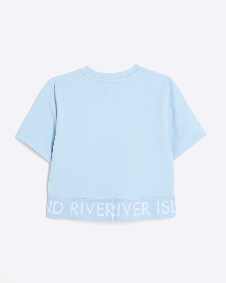 Girls Blue RI Waistband Crop Top