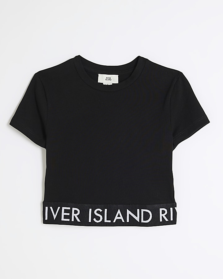 Girls Black RI Logo Short Sleeve T-shirt