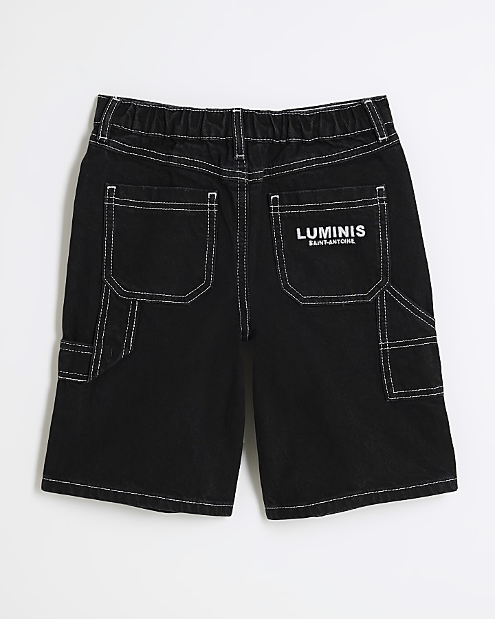 Boys Black Denim Luminis Shorts