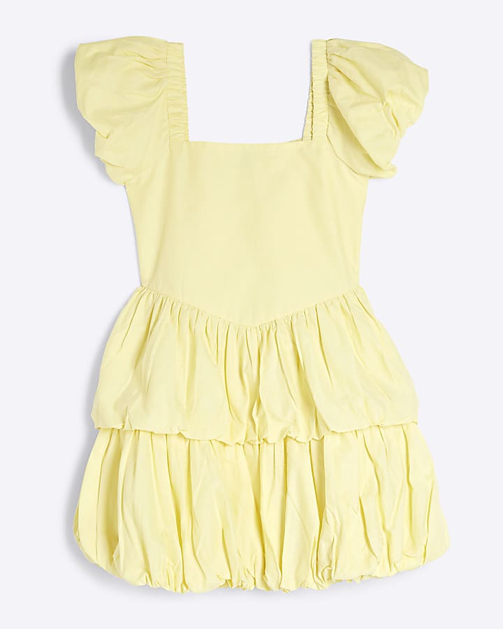 Girls Yellow Bubble Hem Dress