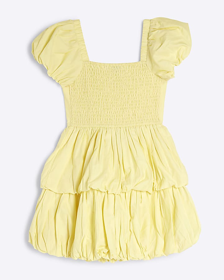 Girls Yellow Bubble Hem Dress