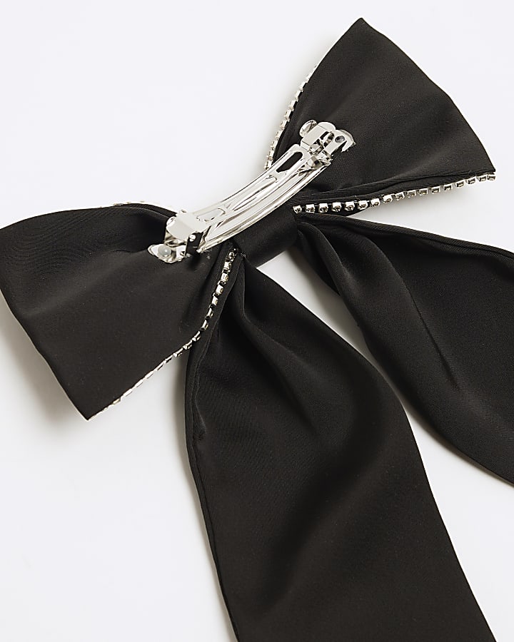 Black Christmas Diamond Stud Bow Hair Clip