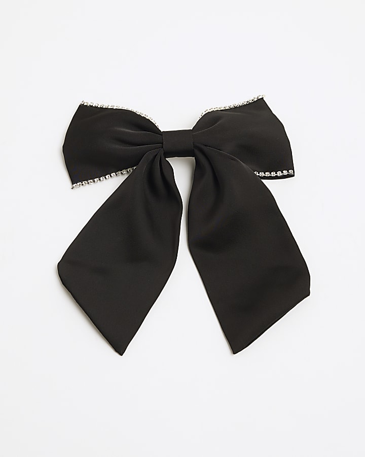 Black Christmas Diamond Stud Bow Hair Clip