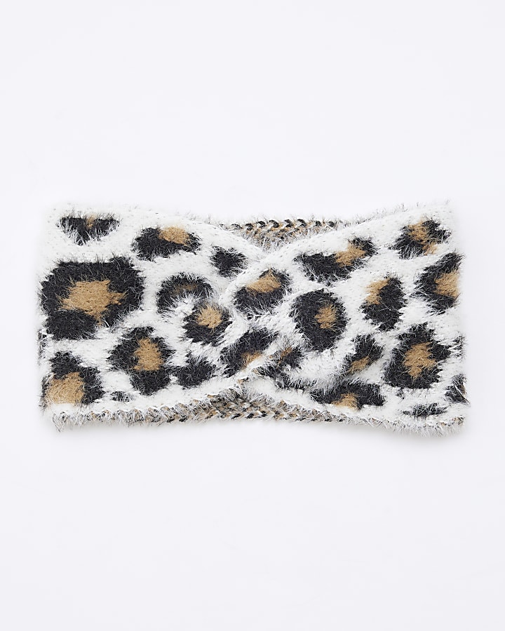 Grey Leopard Print Headband