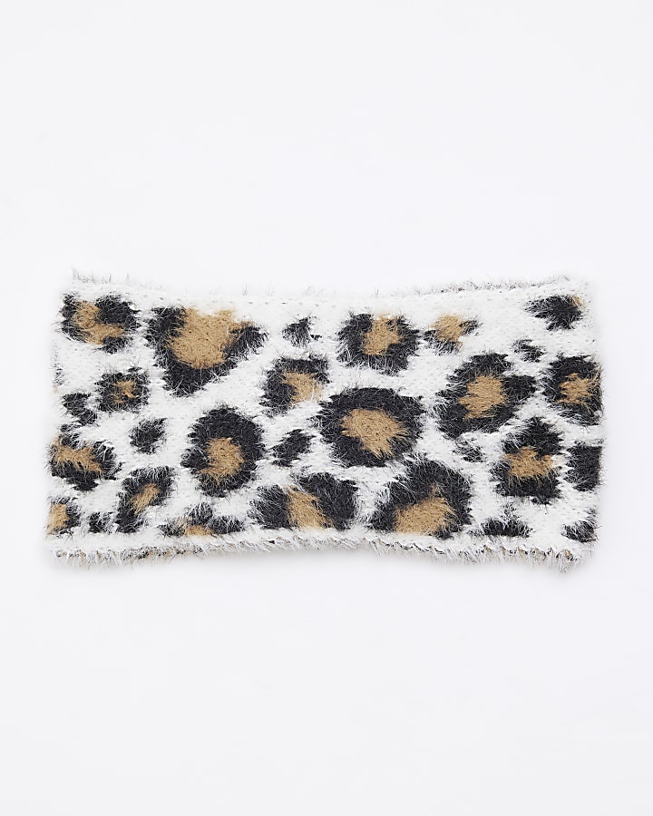 Grey Leopard Print Headband