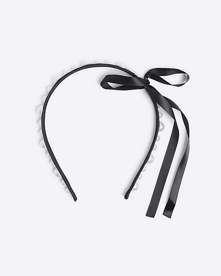 Black Pearl Bow Headband