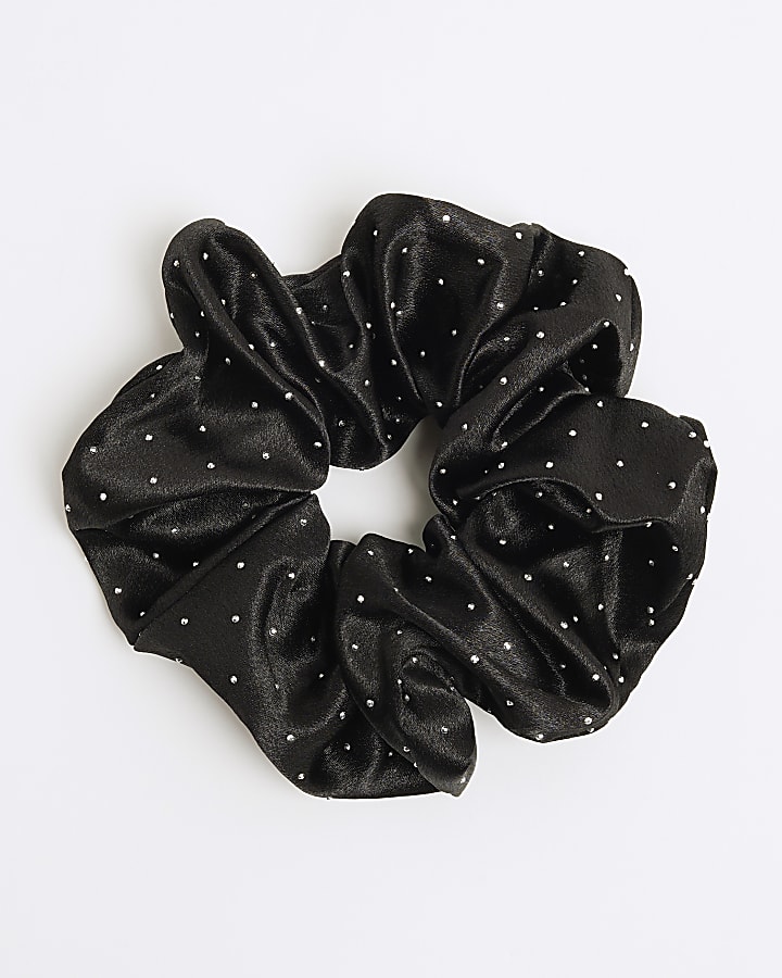 Girls Black Sparkle Scrunchie