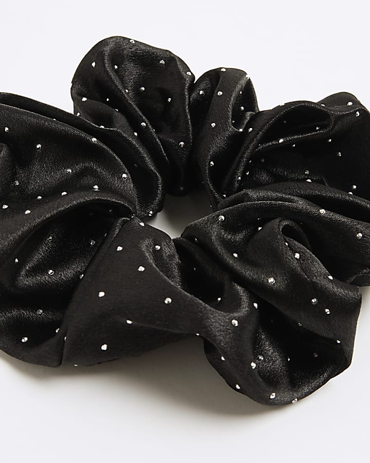 Girls Black Sparkle Scrunchie