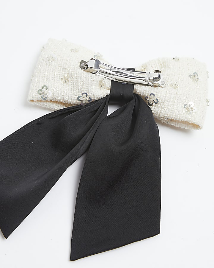 Black And White Bow Hair Clip