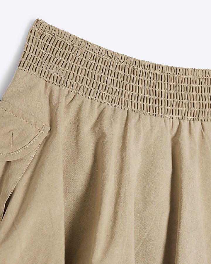 Girls Beige Bubble Hem Cargo Skirt