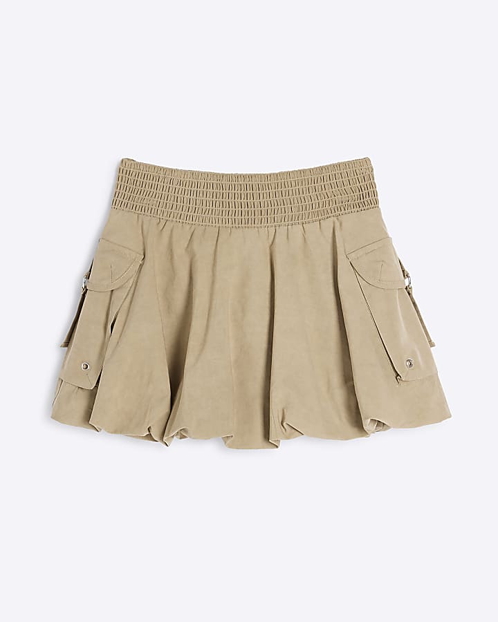 Girls Stone Bubble Hem Cargo Skirt