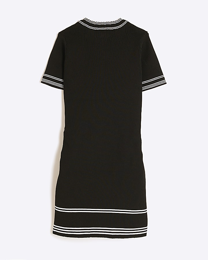 Girls Black Tipped Zipped Jumper Dress