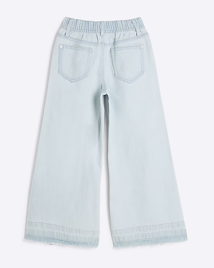 Girls Blue Denim Wide Leg Jeans