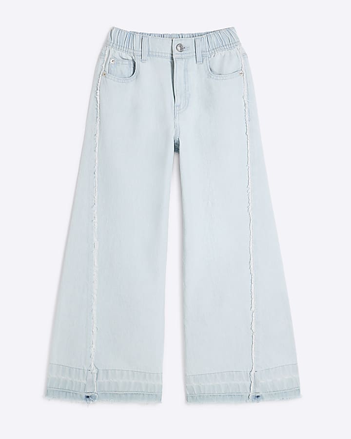 Girls Blue Denim Wide Leg Jeans