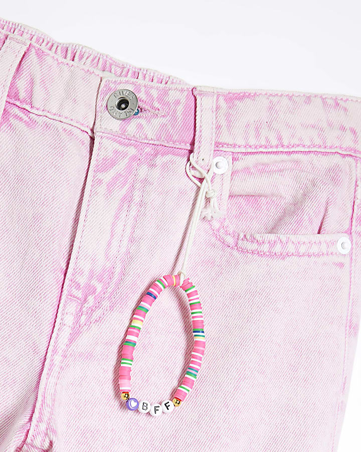 Girls Pink Wide Leg Jeans