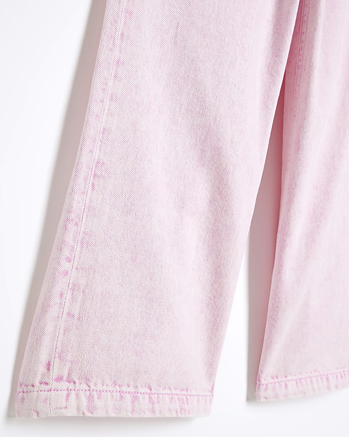 Girls Pink Wide Leg Jeans