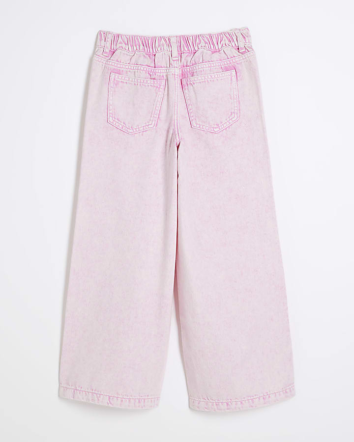 Girls Pink Wide Leg Jeans