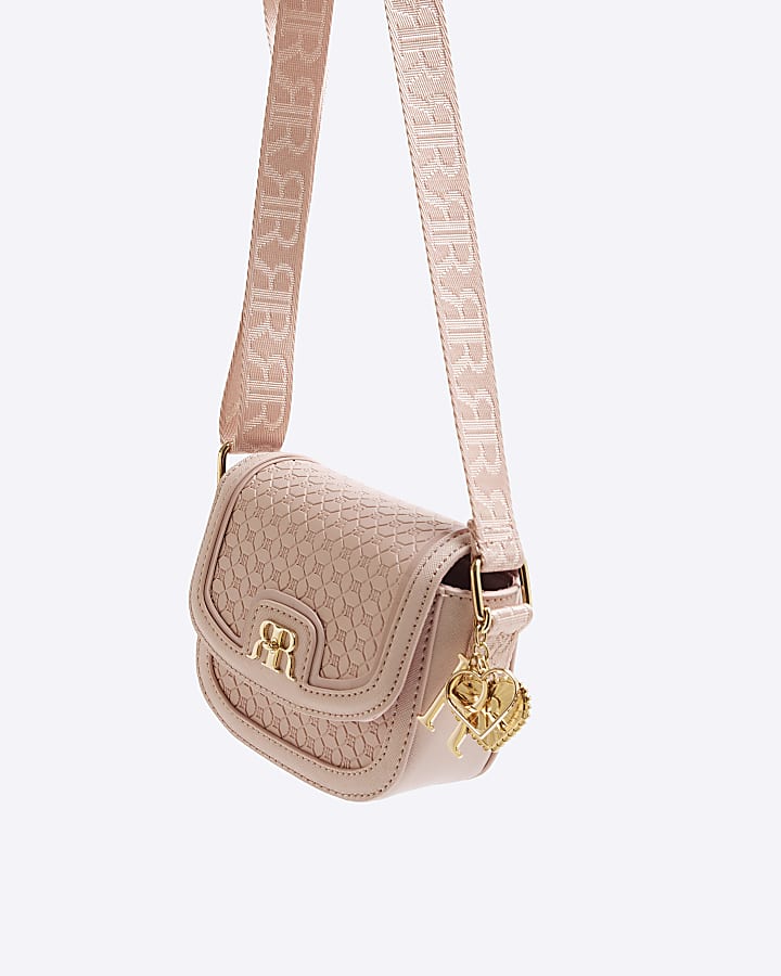 Girls Pink Embossed Cross Body Bag