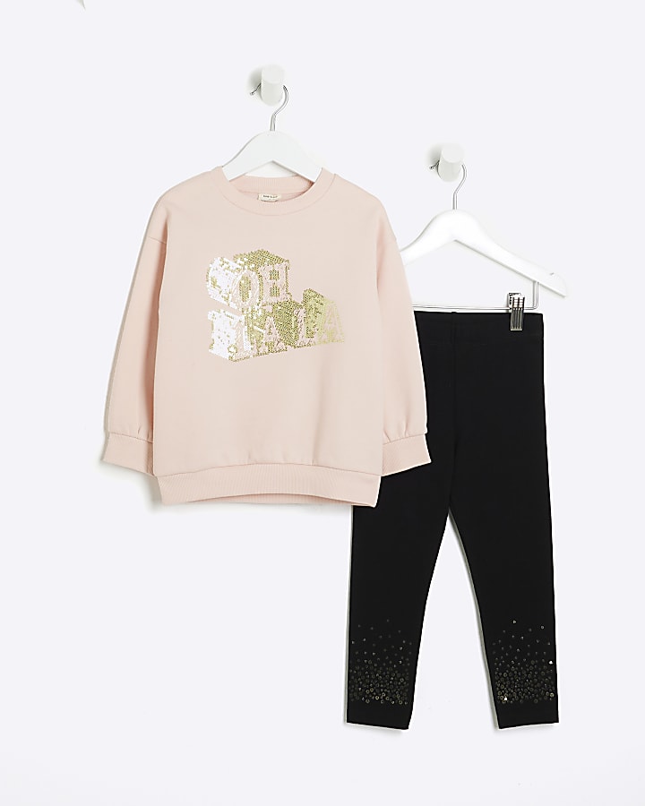 Mini Girls Pink Oh La La Sweatshirt Set