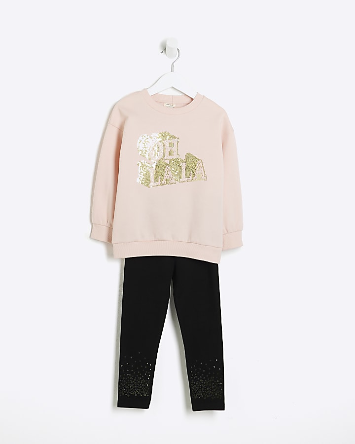 Mini Girls Pink Oh La La Sweatshirt Set