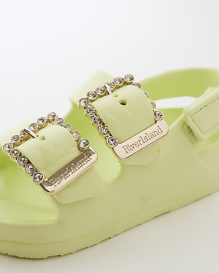 Mini Girls Green Double Buckle Sandals