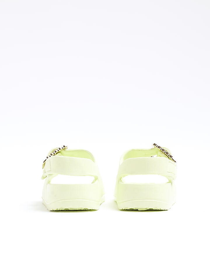 Mini Girls Green Double Buckle Sandals