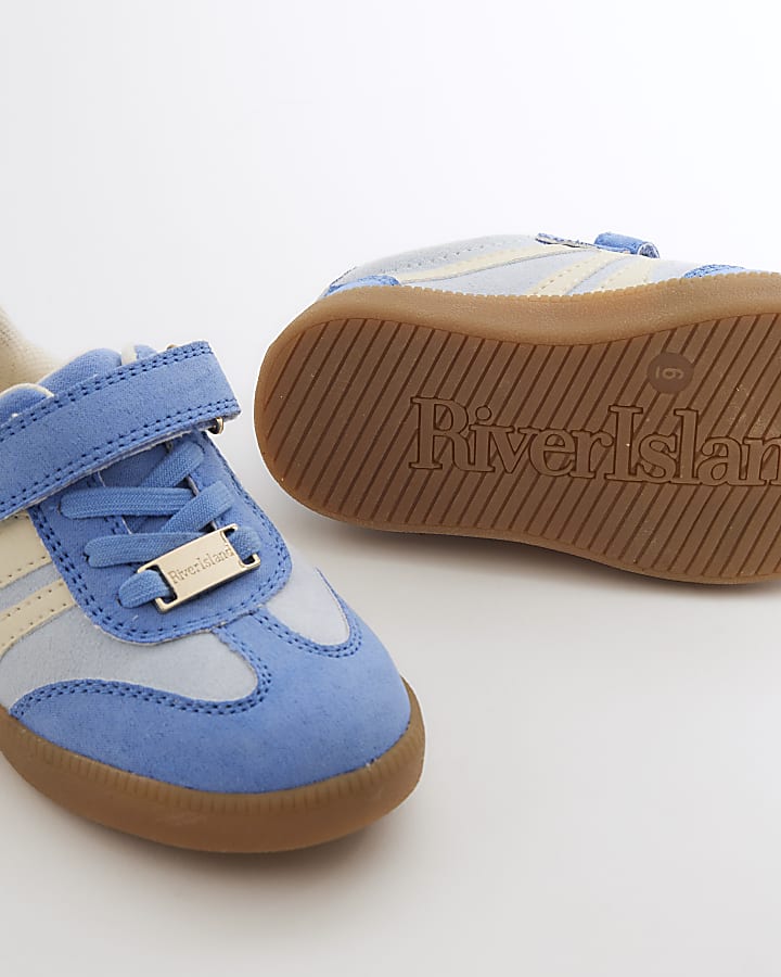 Mini Girls Blue Suedette Velcro Trainers