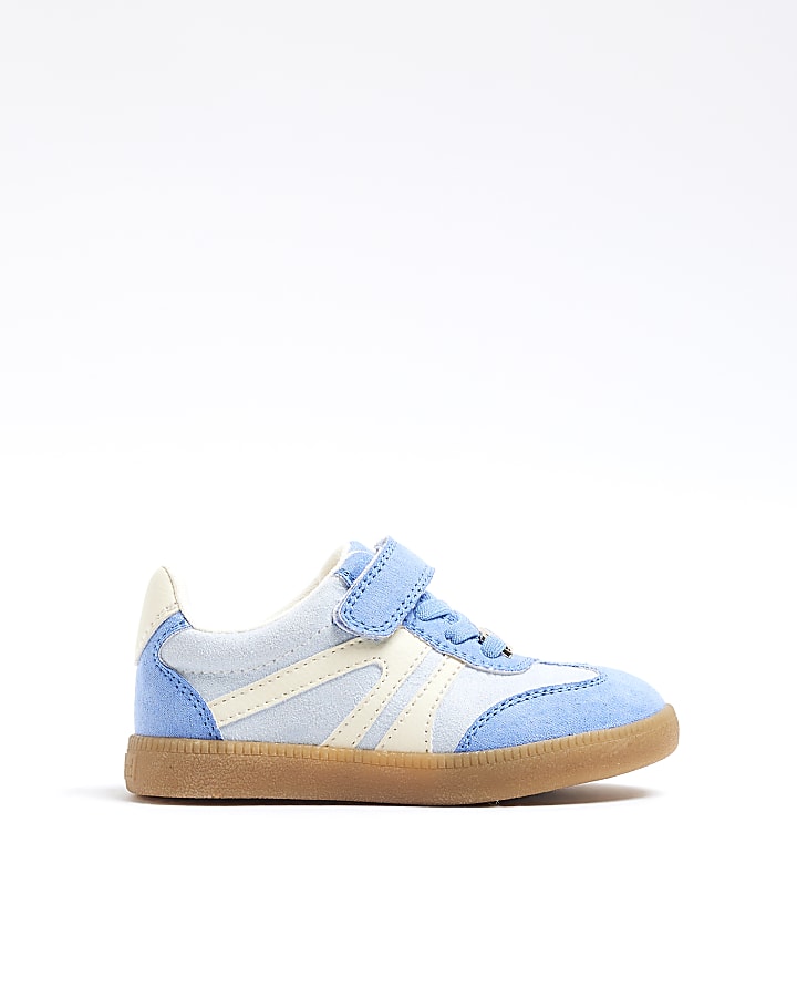 Mini Girls Blue Suedette Velcro Trainers