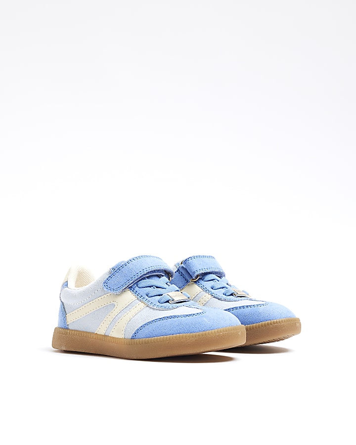 Mini Girls Blue Suedette Velcro Trainers