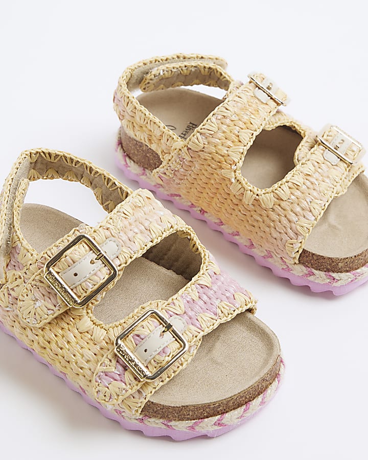 Mini Girls Pink Ombre Raffia Sandals