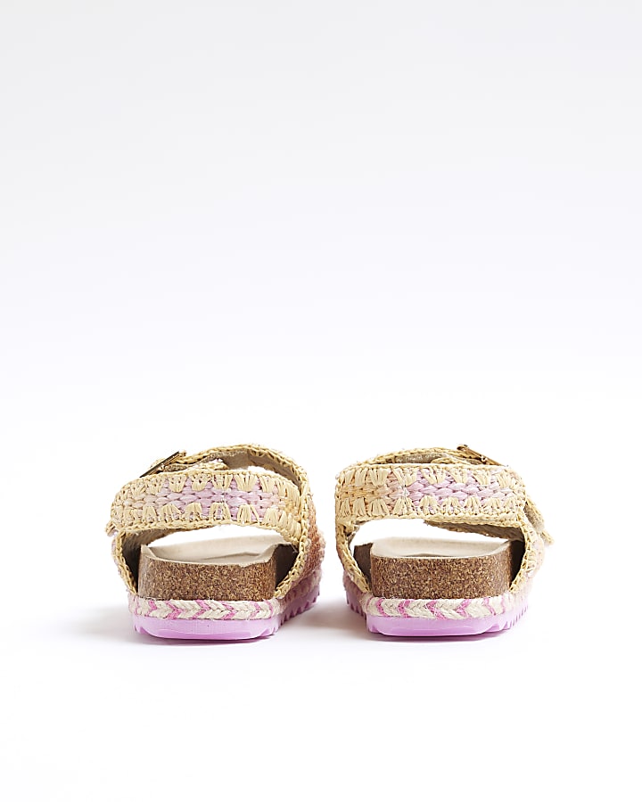 Mini Girls Pink Ombre Raffia Sandals