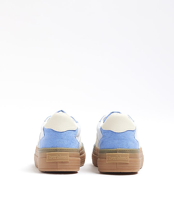 Girls Blue Suedette Lace Trainers