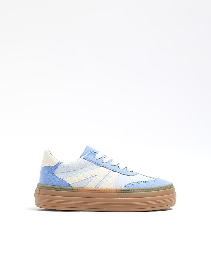 Girls Blue Suedette Lace Trainers