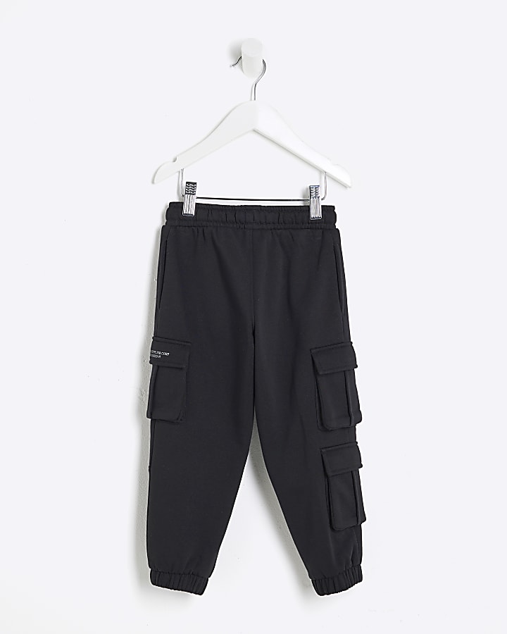 Mini Boys Black Cargo Joggers